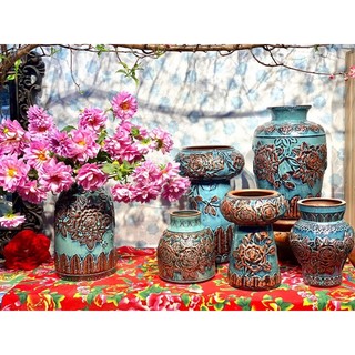 Lọ Hoa Decor Trang Trí Hoạ Tiết Hoa Văn Gốm Sứ Bát Tràng