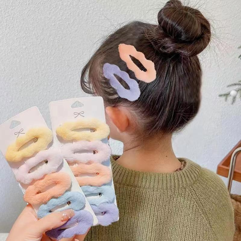 Kẹp Tóc Hình Đám Mây Phủ Lông Mềm Mại Phong Cách Hàn Quốc Đơn Giản Thời Trang Cho Nữ