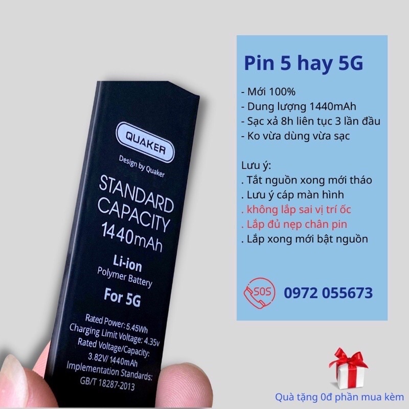 Pin Eu Cho Ip 5/ 5s/ 5c/ 5se/ 6/ 6p/ 6s/ 6sp/ 7/ 7p/ 8/ 8p Mới 100% Tặng Kèm Siu Dán