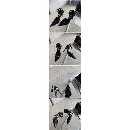 Giày Cao Gót Da Phối Lưới Thoáng Khí Mũi Nhọn 3.15 Inch Thời Trang Cho Nữ Size 35-40