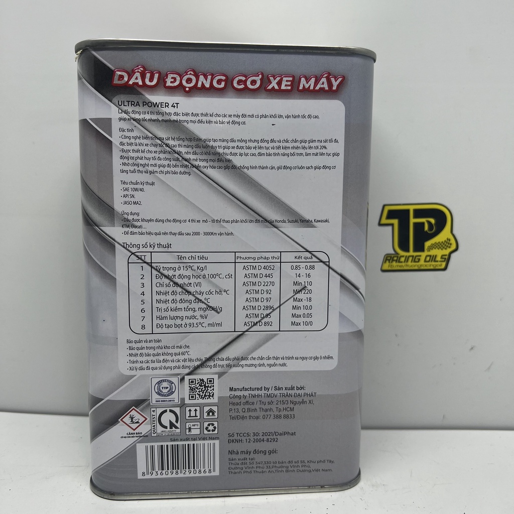 Nhớt Express Lube Ultra +Power 4T 10W40 Full tổng hợp dành cho xe máy lon 1 Lít