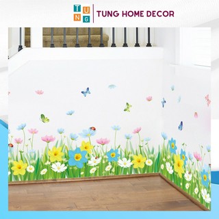 Decal dán tường hàn quốc trang trí chân tường phòng ngủ TUNG DECOR XL7186 Hoa Sắc Màu