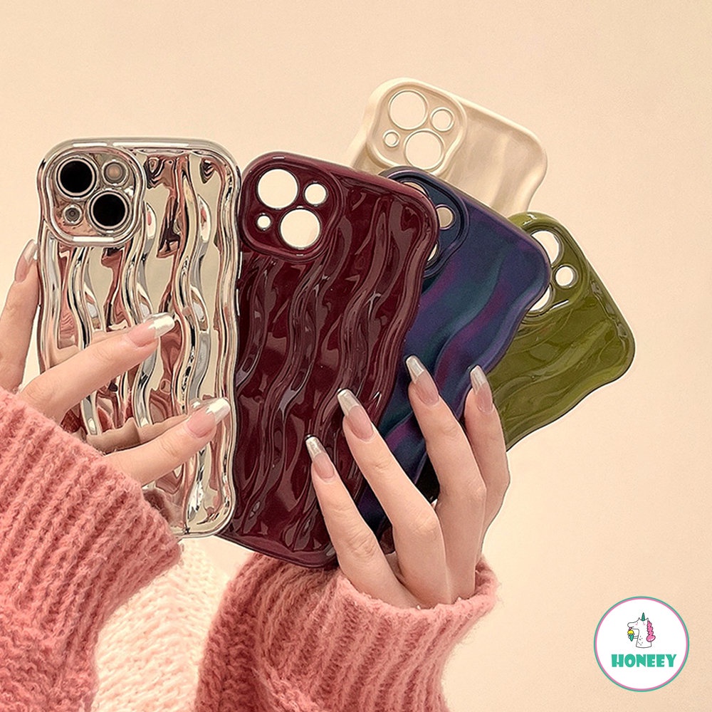 Ốp Điện Thoại TPU Mềm Chống Va Chạm Họa Tiết Gợn Sóng 3D Sang Trọng Cho iPhone 14 13 12 11 Pro Max 14 Plus