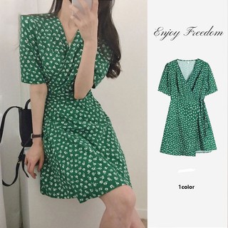 Đầm Hoa Cổ Chữ V Lưng Cao Thời Trang Mới 2023 Cho Nữ