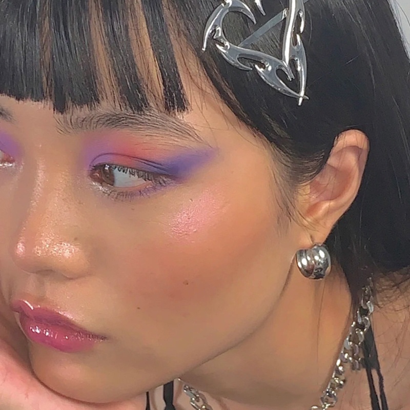 Kẹp Tóc Kim Loại y2kHair Hình Trái Tim Phong Cách Punk