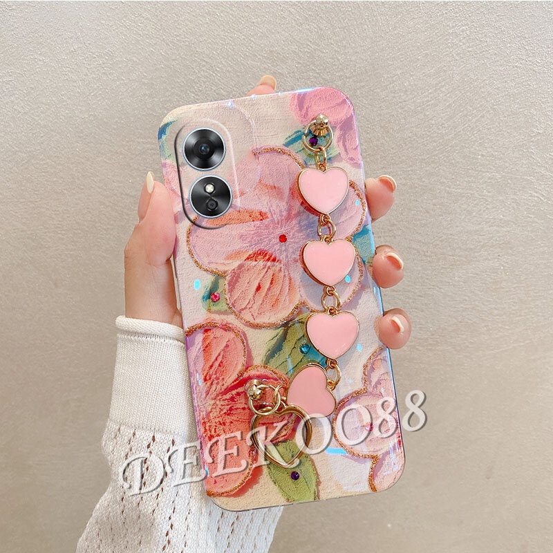 Ốp Điện Thoại Mềm Hình Hoa Có Dây Đeo Tay Cho OPPO A78 Reno8 T Reno 8 8T 4G 5G 2023 Reno8T OPPOA78