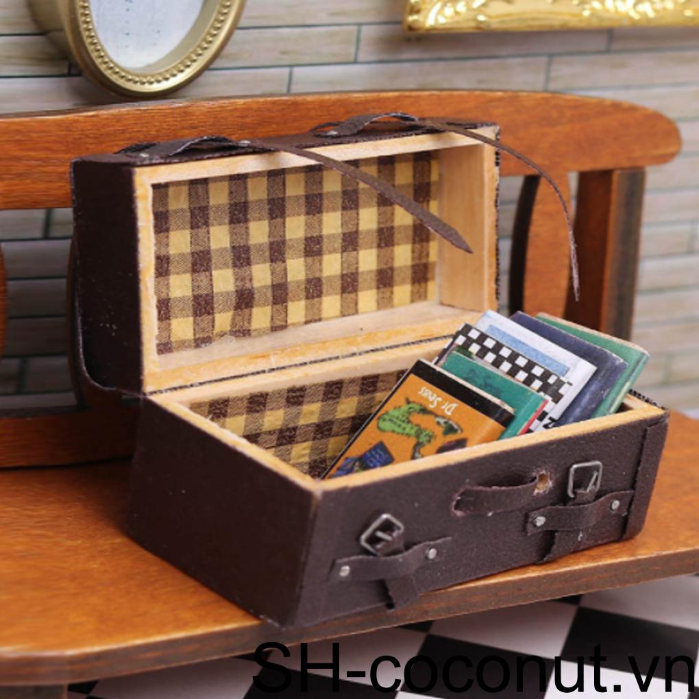 Va Li Da Mini Phong Cách Vintage Trang Trí Nội Thất Cho Nhà Búp Bê