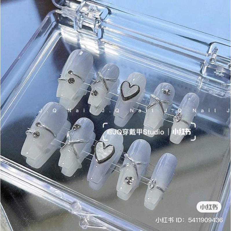 NAILBOX charm trái tim bạc thiết kế theo size