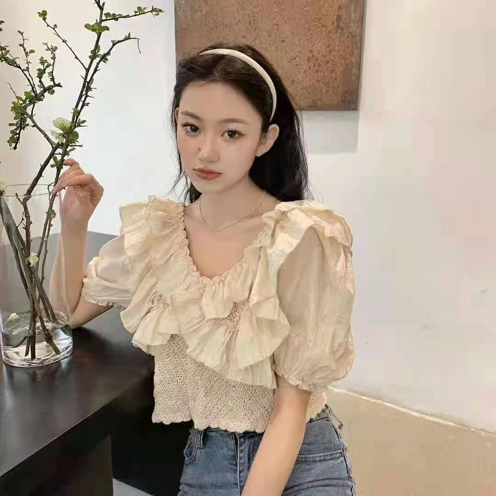 Áo Sơ Mi Chiffon Tay Phồng Phong Cách Hàn Quốc Thời Trang Mùa Hè Hàng Mới 2023 Dành Cho Bạn Nữ