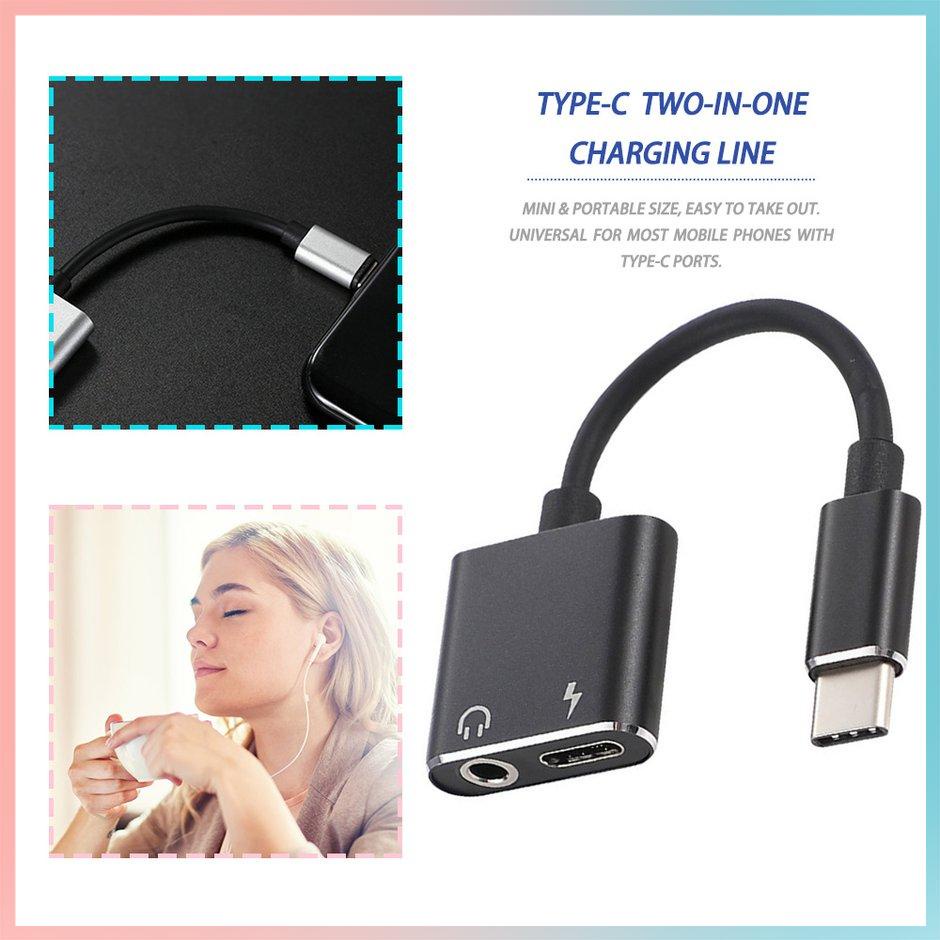 【giao hàng hôm nay>>>USB C to Jack 3.5 Type C Cable Adapter 2-in-1 USB Type C 3.5mm Audio Earphone Converter Charging Cable Adapter