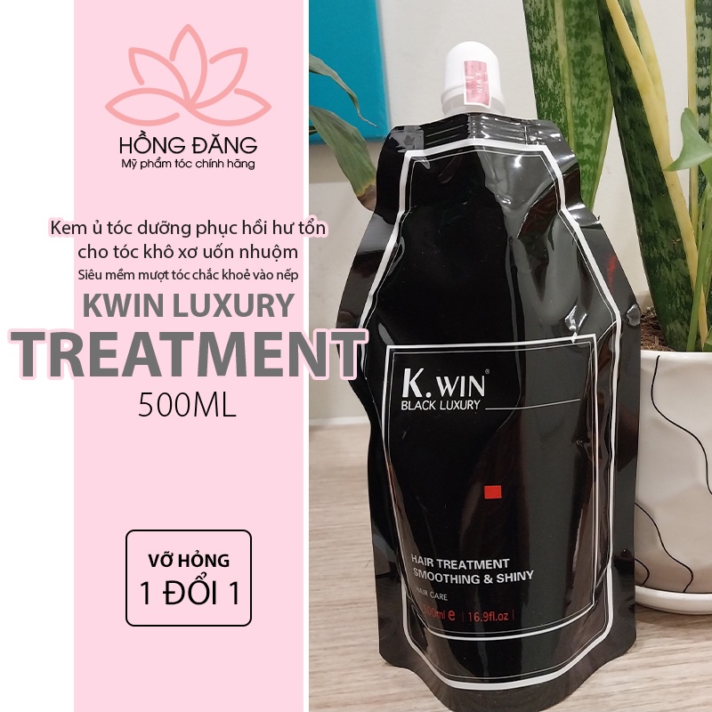 Kem ủ tóc dầu hấp tóc phục hồi hư tổn collagen dưỡng tóc khô xơ uốn nhuộm duỗi siêu mềm mượt K.win Black Luxury 500ml