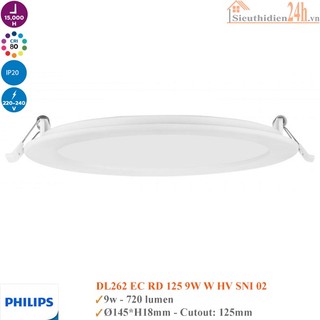 Đèn Âm Trần siêu mỏng Philips DL262 công suất 9W lỗ khoét 125 màu trắng/ trung tính /vàng