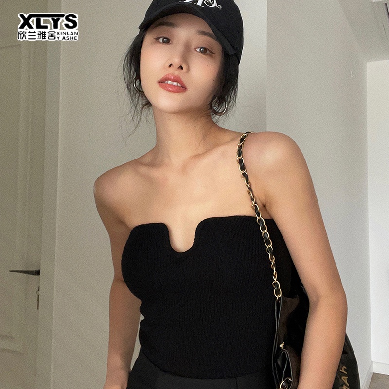 Áo ống XINLANYASHE dệt kim không tay phong cách Hàn Quốc thời trang cho nữ