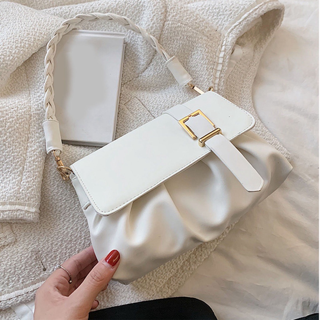 Có thể bán buôn Túi Đeo Vai Thời Trang Nữ Thiết Kế Xếp Ly Xách PU Chống Trầy Xước Cho Sinh Nhật Ilikebag Hàng giao ngay