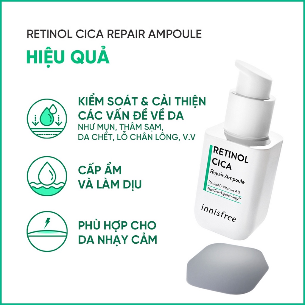 Bộ sản phẩm chăm sóc & phục hồi da với Retinol innisfree Retinol Cica Repair Ampoule Set | BigBuy360 - bigbuy360.vn