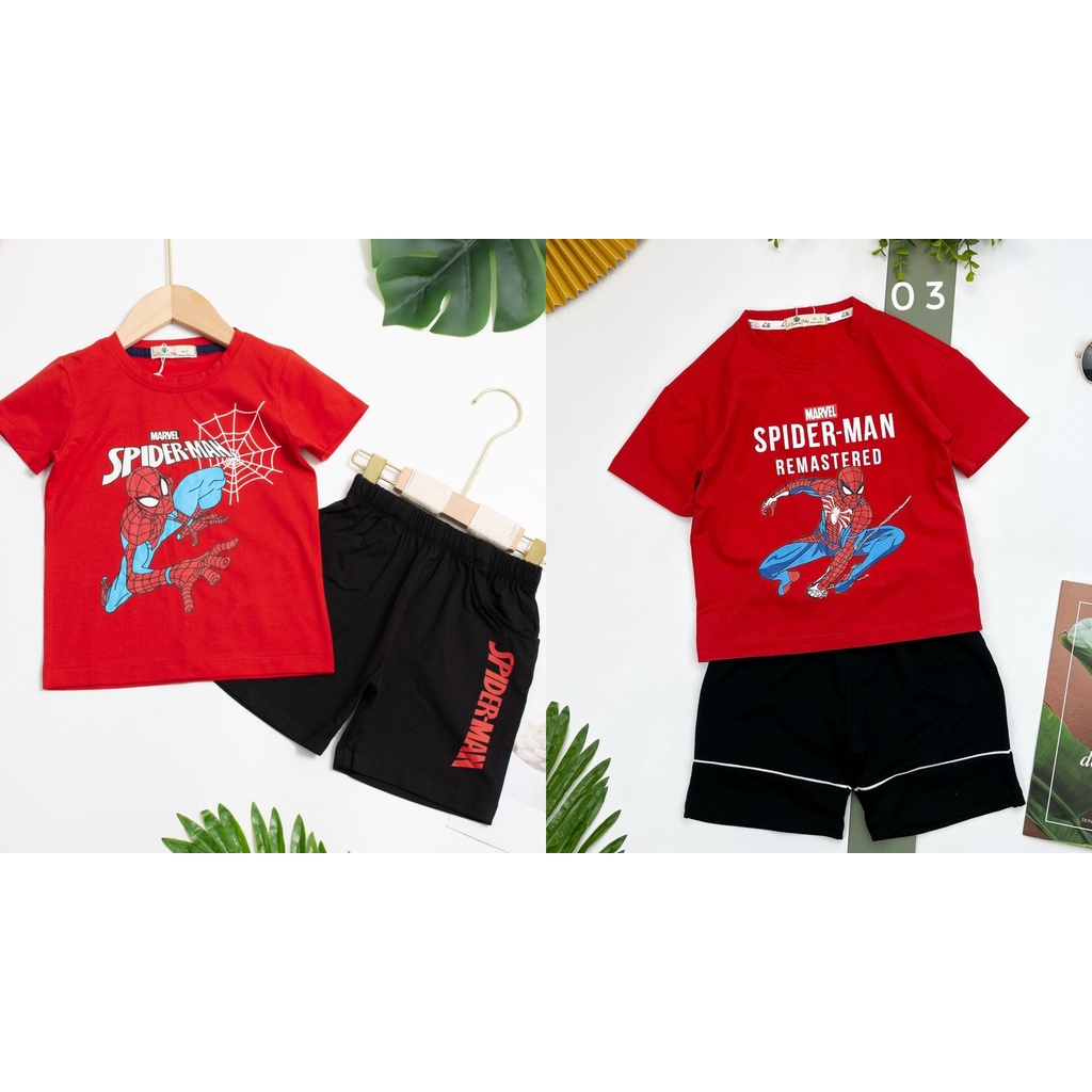 Bộ quần áo bé trai LITIBABY chất liệu cotton, ngắn tay siêu nhân cho bạn từ 12kg - 25kg