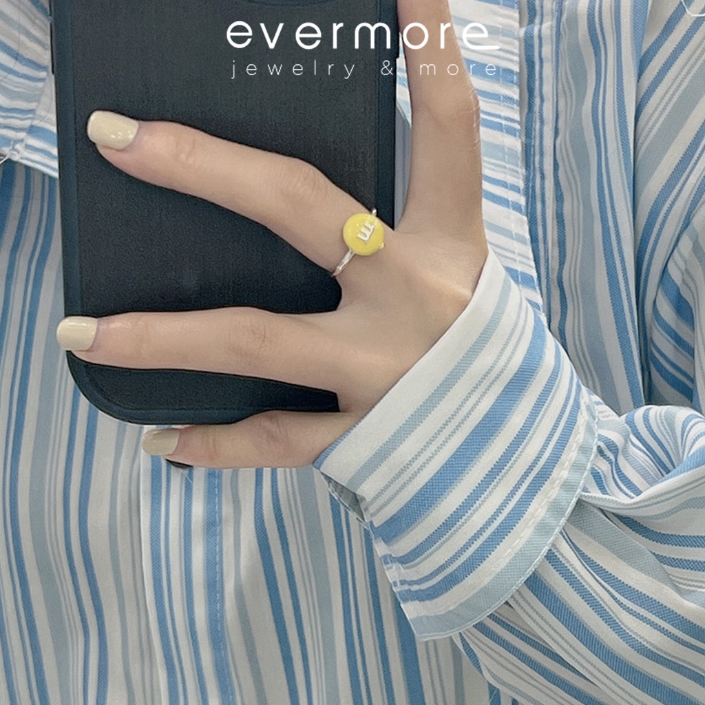 Nhẫn bạc S925 EVERMORE Colorful Candy Bean, Nhẫn bạc sơn màu trẻ trung hiện đại - N065