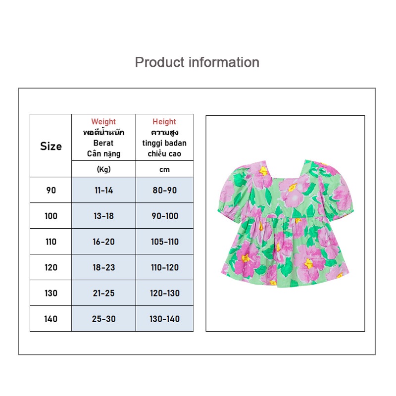 Bộ đồ IQ ANGEL gồm áo tay phồng và quần short họa tiết hoa đáng yêu thời trang Hàn Quốc cho bé gái