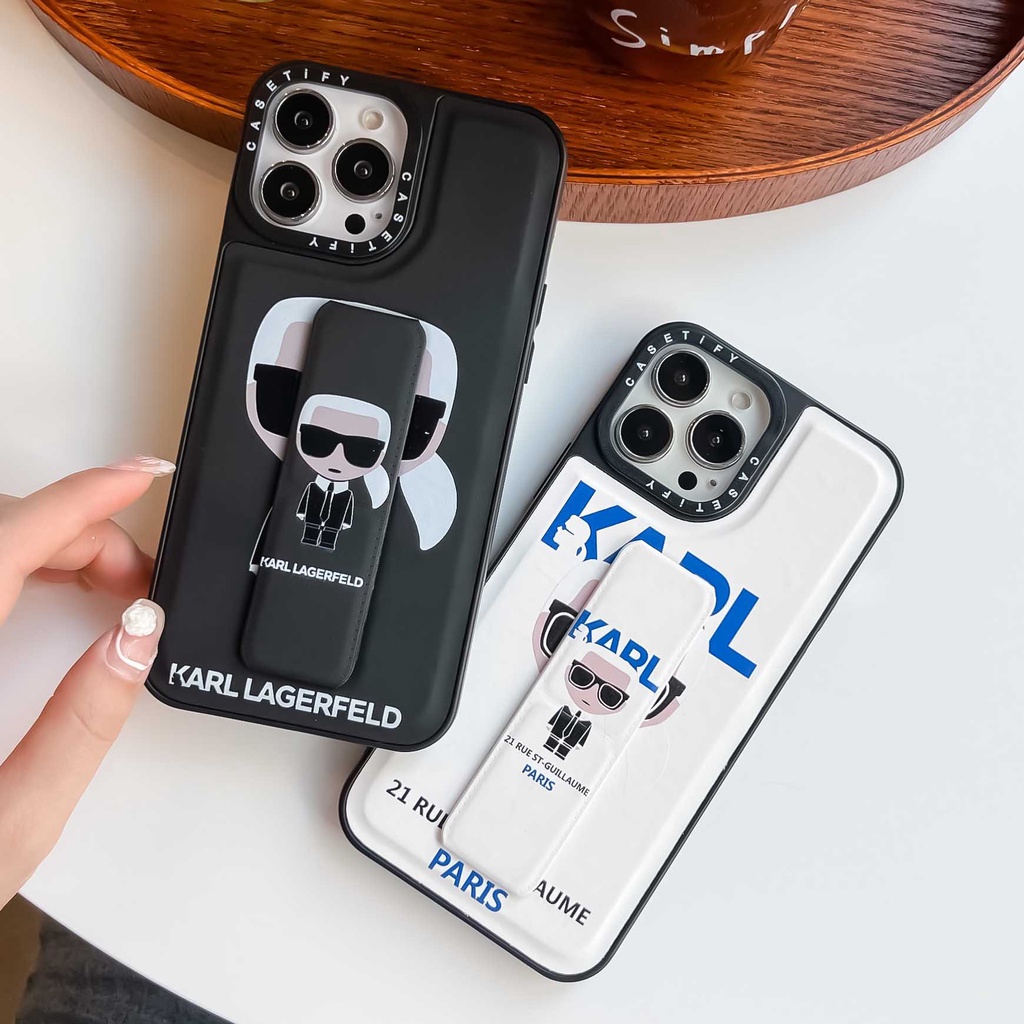 Ốp Lưng In Họa Tiết Dành Cho Điện Thoại iPhone 14ProMax 13 12 11 Karl Giá Đỡ