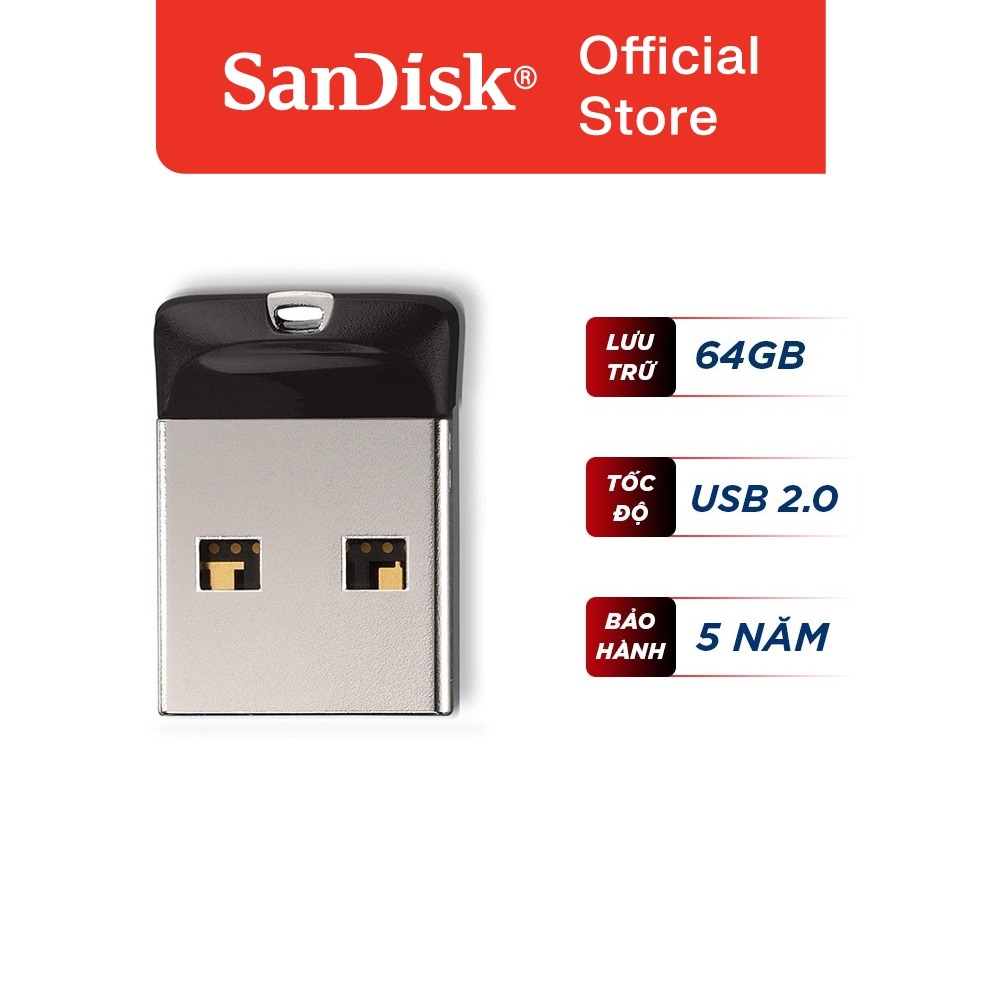 USB 2.0 SanDisk CZ33 64GB Cruzer Fit Flash Drive (SDCZ33-064G-G35)