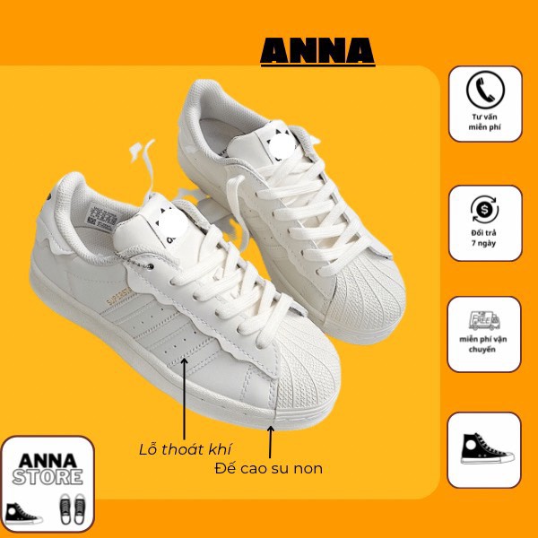 Giày Adidas Superstar Das Sò 3 Màu Kem, Hồng, Xanh, Giày thể thao Adidas Sò Trắng bản Cao Cấp cực hot 2023