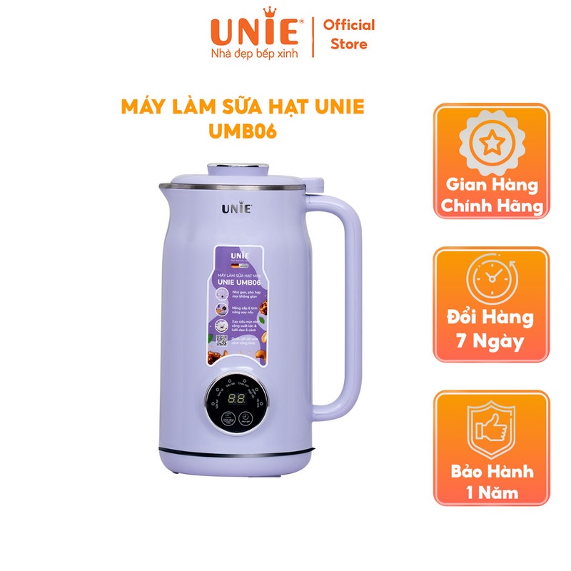 Máy làm sữa hạt đa năng UNIE UMB06 ,6 tính năng xay nấu đa đa dạng,chất liệu inox 304 cao cấp,hàng chính hãng