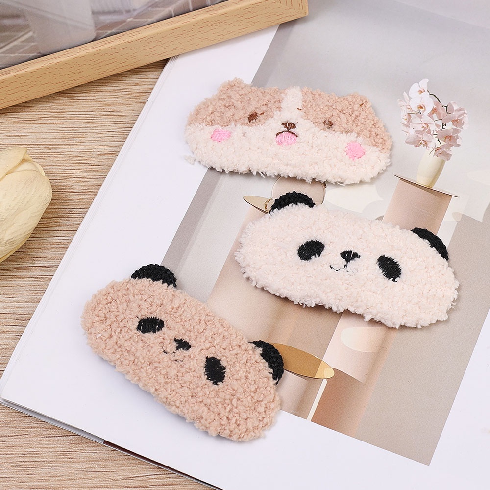 Kẹp Tóc Hình Gấu Trúc Bằng Lông Nhung Dễ Thương Xinh Xắn Cho Bé Gái Giá Đỡ
