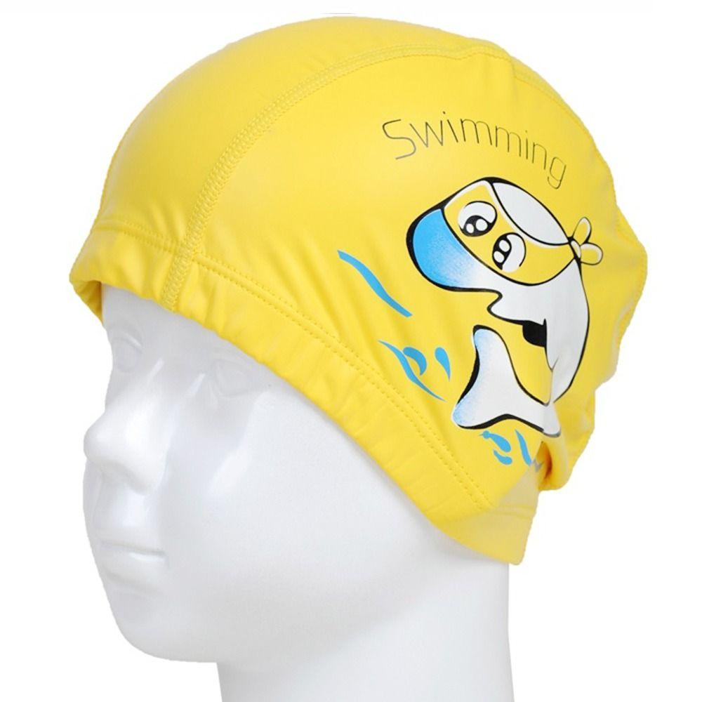 MUVAKO Mũ Bơi Da Pu Co Giãn Thiết Kế Xếp Ly Thời Trang Thể Thao Cho Bé