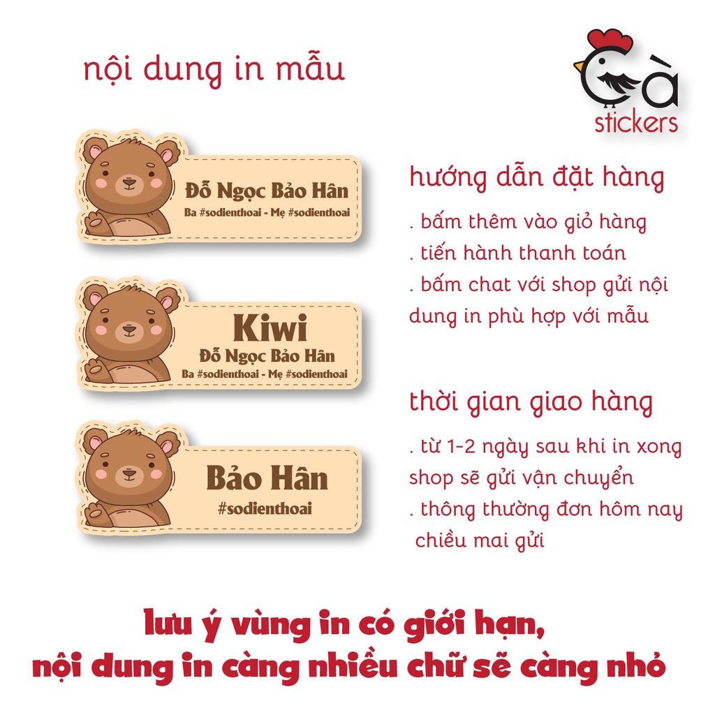 Sticker ủi áo in tên trẻ em GaStickers UT-D01- bộ 12 miếng kích thước 3 x 6 cm