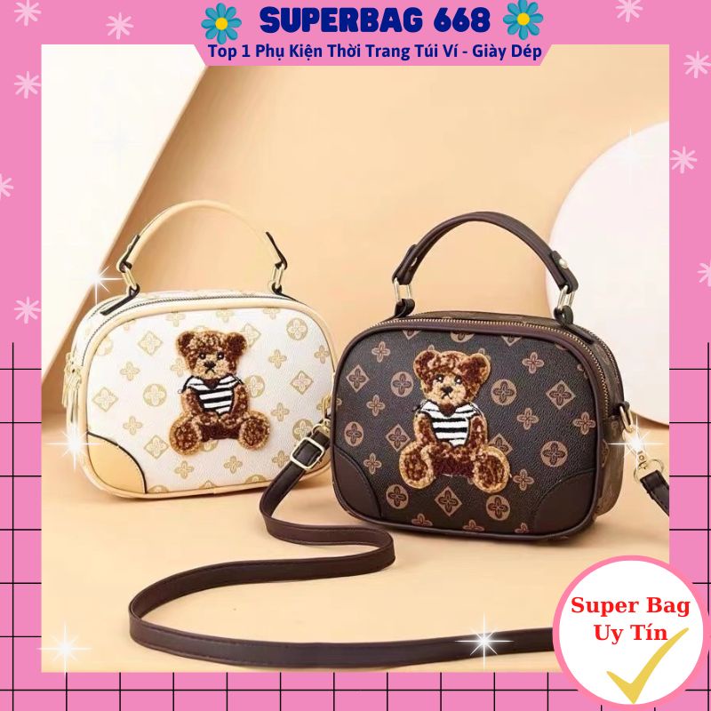 Túi Xách Nữ Thời Trang Đeo Chéo Đeo Vai Họa Tiết Con Gấu Nhung Đẹp SPB 04