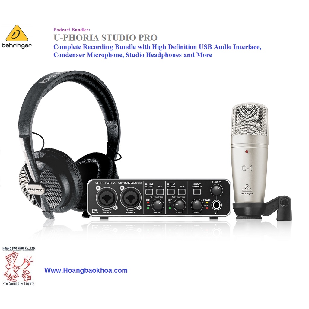 U-PHORIA STUDIO PRO Recording Packages Behringer | Bộ Thu âm Behringer U-PHORIA STUDIO PRO