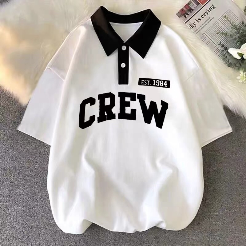 Áo polo form rộng tay lỡ - crew