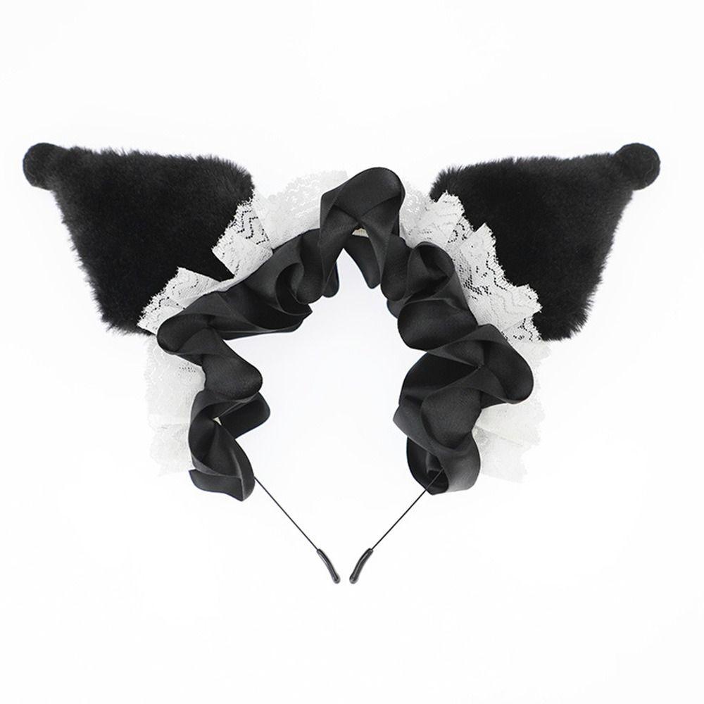 Băng Đô Tai Mèo Phối Lông Hóa Trang Lolita Dễ Thương