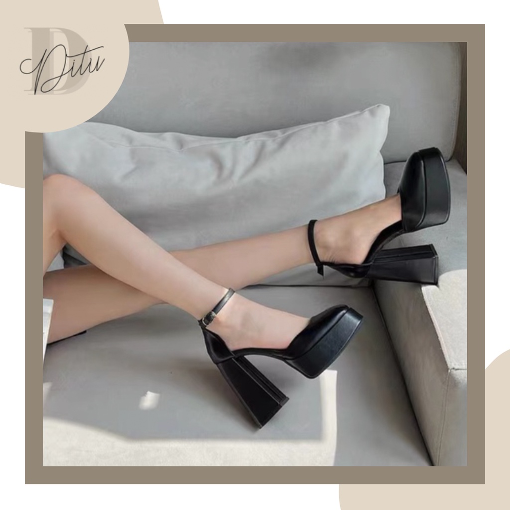 Giày Cao Gót Nữ Mary Jane đế trụ vuông đế cao 12cm Siêu Xinh - Giày Cao Gót Lolita 2023