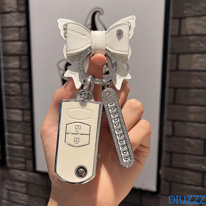 Dây Đeo Bằng Da Không Cần Khoan Lỗ Vỏ Bảo Vệ Chìa Khóa Xe Hơi Mazda 2 3 6 Atenza Axela Demio CX-5 CX5 CX-3 CX7 CX-9 2015 2016 2017 2018 2019