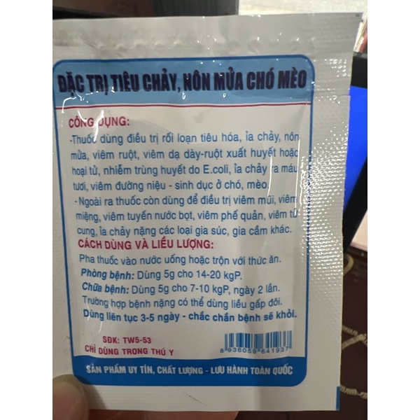 Five Tiare  chuyên dùng tiêu chảy, nôn mửa cho chó mèo