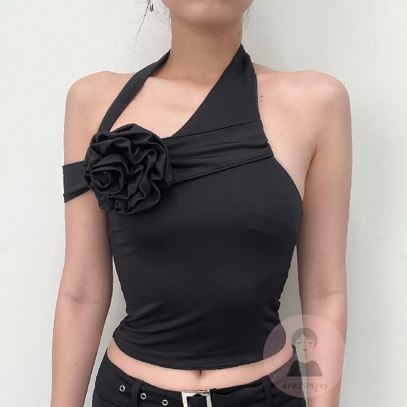 Áo Lửng Hai Dây In Hoa Thời Trang Quyến Rũ Cho Nữ