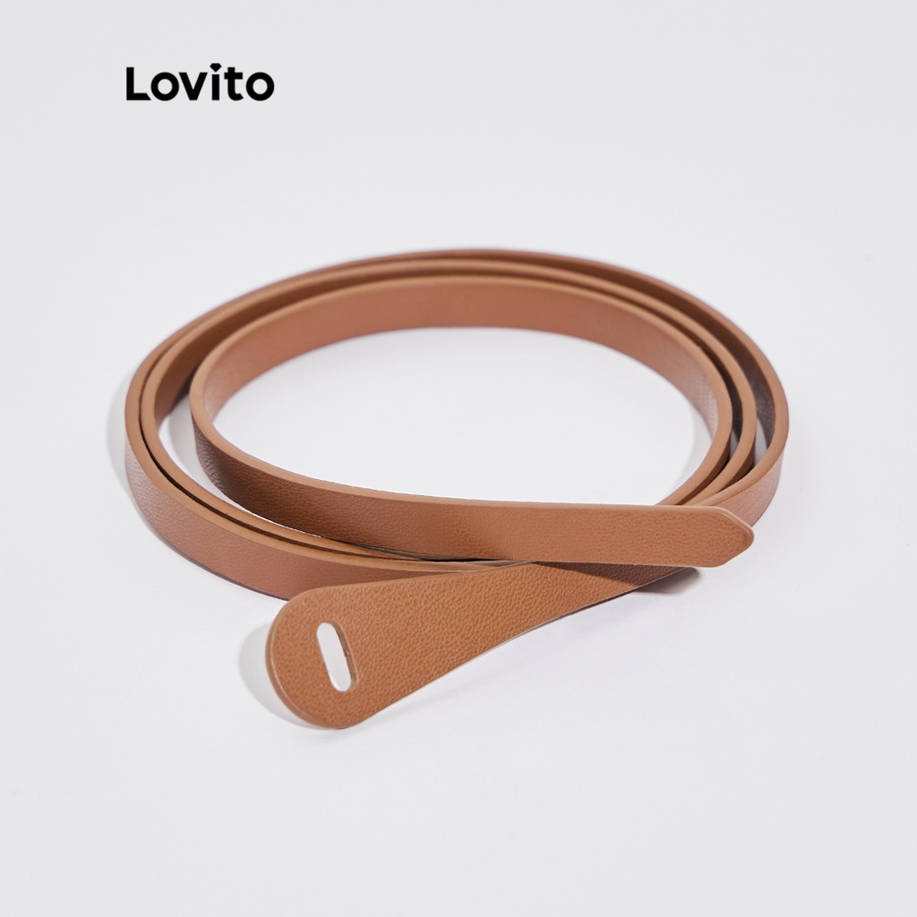 Dây thắt lưng LOVITO thắt nút cơ bản điều chỉnh được không xốp thường ngày cho nữ L46ED001 (nâu/ kaki nhạt/ đen)