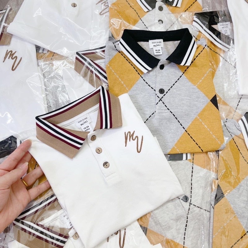 SET 2 ÁO POLO CỔ BẺ TRÁM VÀNG- TRẮNG BT