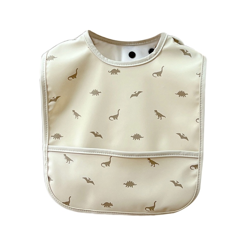 Yếm Ăn PU Không Tay Họa Tiết Hoạt Hình Có Khóa Cài Chống Thấm Nước Cho Bé