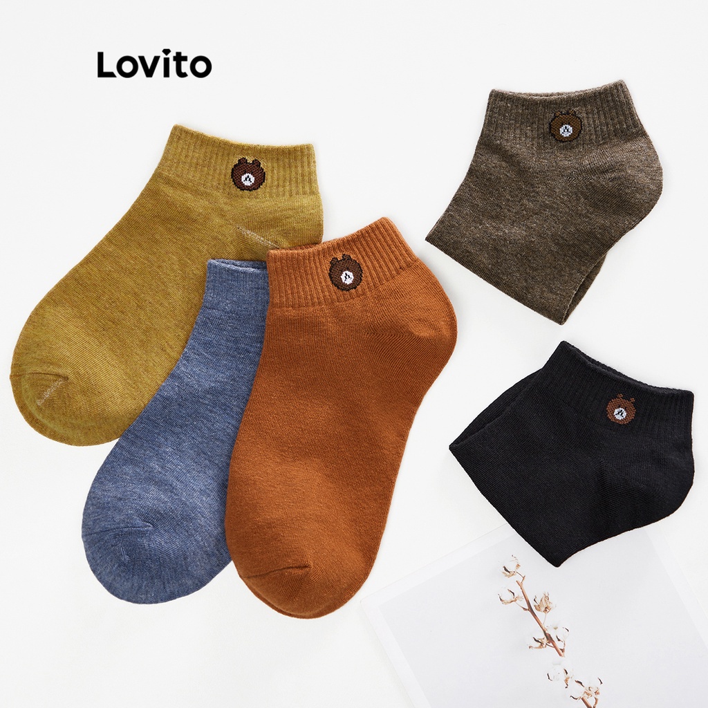 (Vật phẩm thiết yếu) Vớ cotton vô hình in hình gấu Lovito