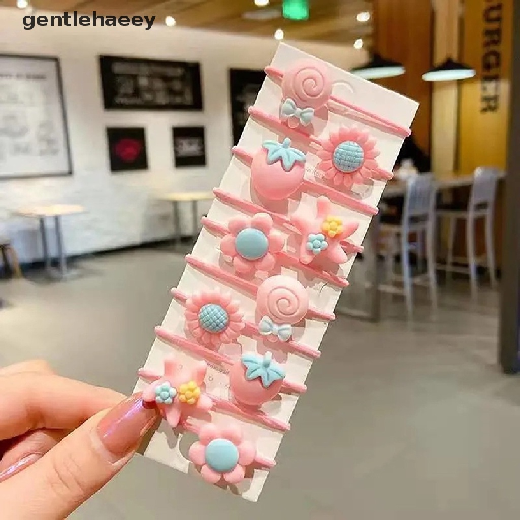 Set 10 Dây Buộc Tóc Cao Su Co Giãn Đính Hoa Quả Dễ Thương Cho Bé Gái