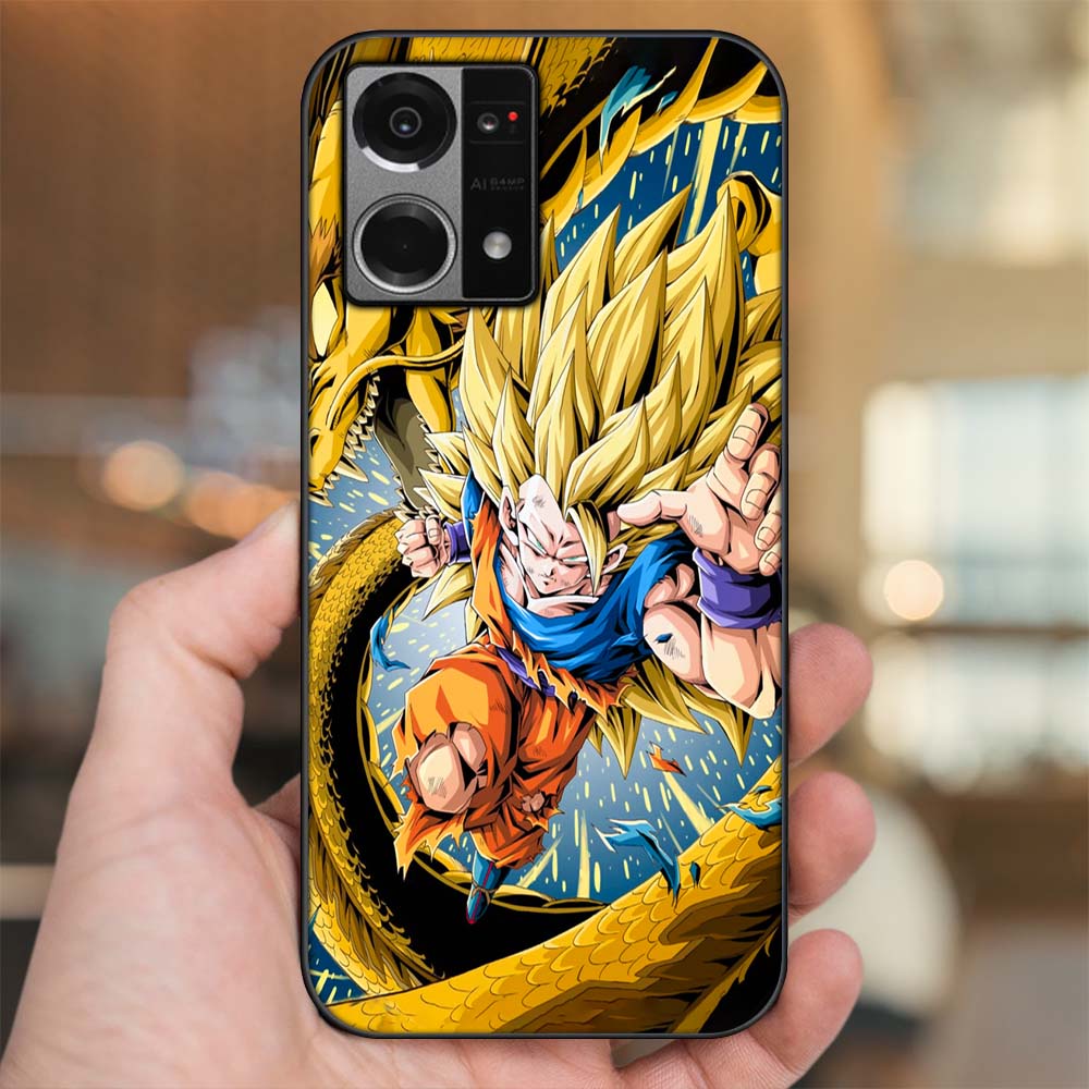 Ốp lưng Oppo Reno 7 4G viền đen in hình Son Goku Dragon Ball Super Saiyan