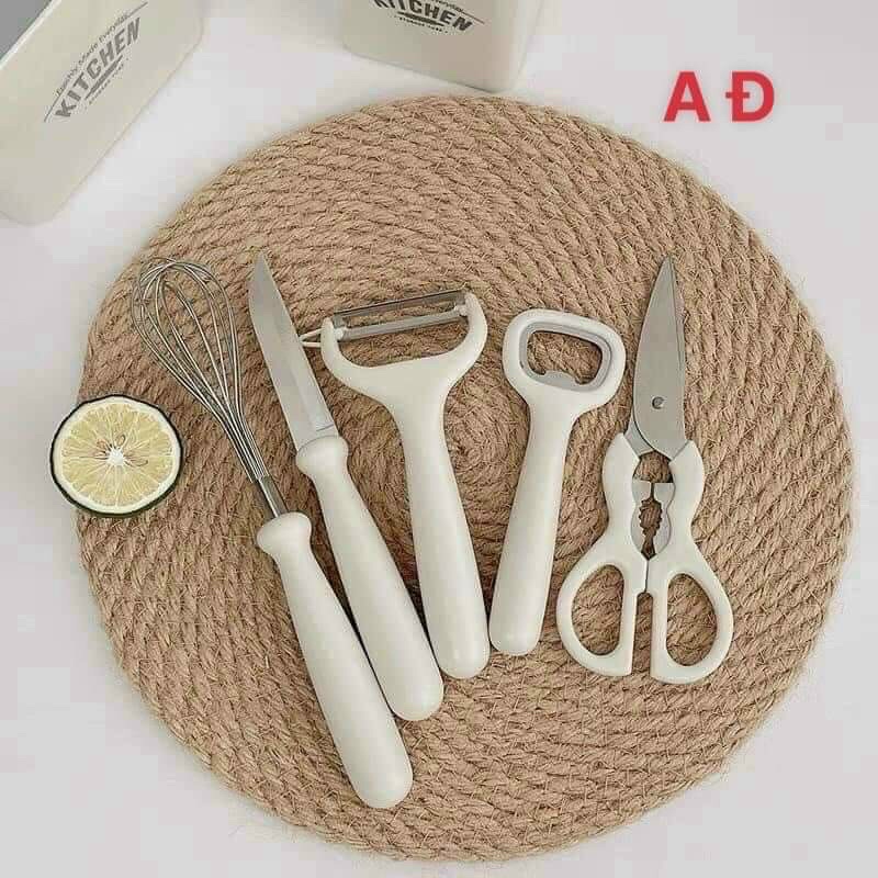 Bộ 5 món dụng cụ nhà bếp đa năng kèm hộp đựng kitchen gadgets loại đẹp