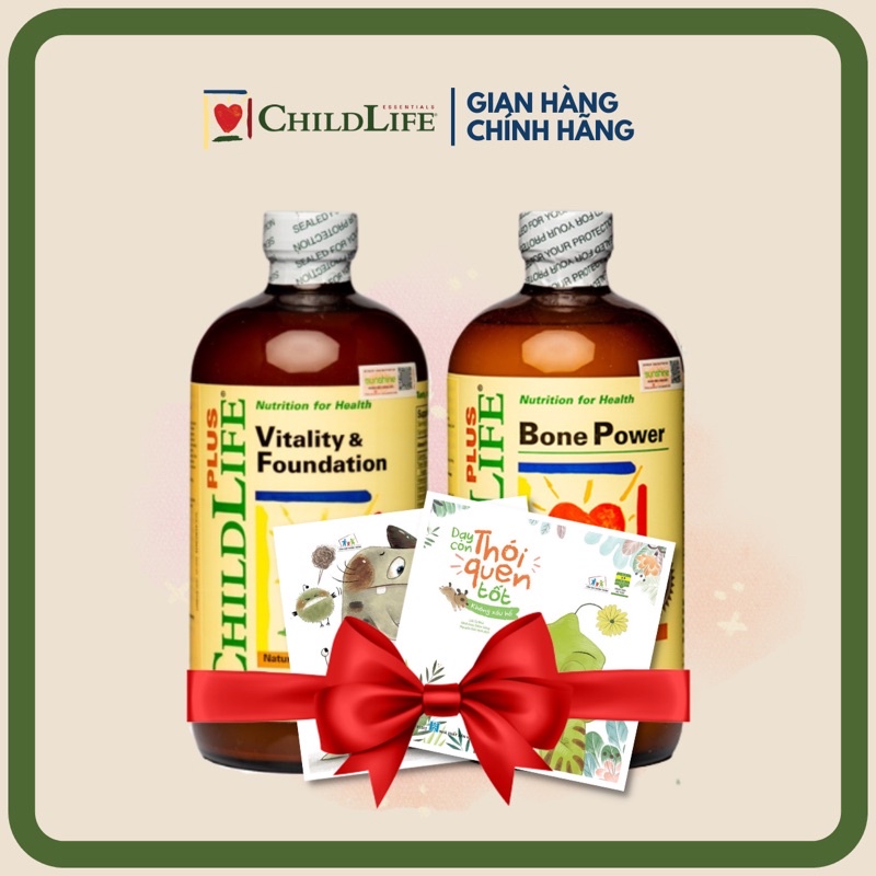 Bộ sản phẩm phát triển toàn diện cho bé và mẹ - Vitamin tổng hợp và Canxi sữa ChildLife (474 ml)