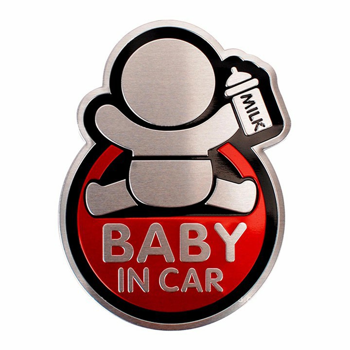 TEM DECAL STICKER Logo kim loại dán BABY IN CAR cao cấp
