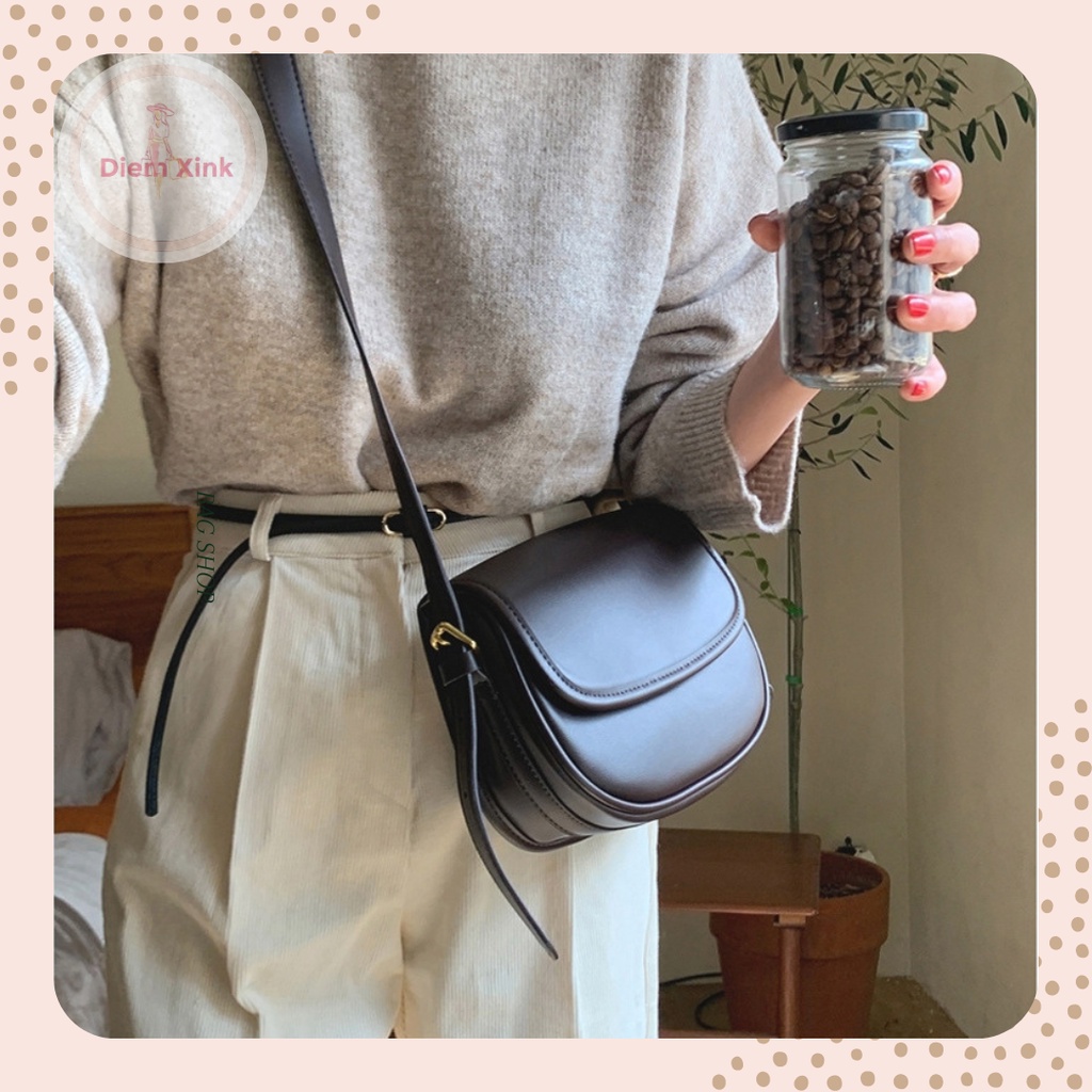 Túi Đeo Chéo Phong Cách Ulzzang Hàn Quốc TÚi Xách Nữ Da Pu Mềm Trơn Đứng Phom Bán Nguyệt Đi Chơi Đi Chụp Hình Giá Rẻ