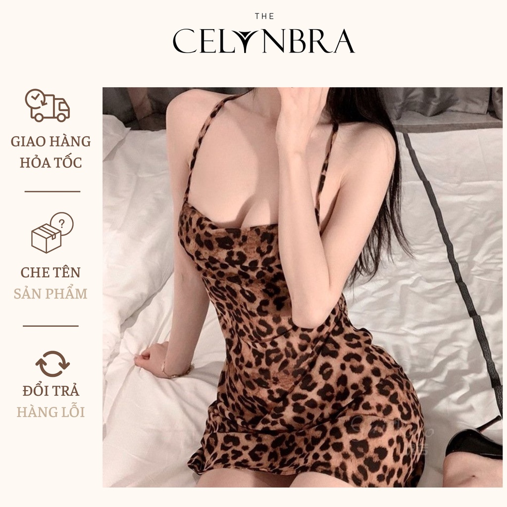 Váy ngủ dáng ôm họa tiết da báo gợi cảm THE CELYNBRA - V58