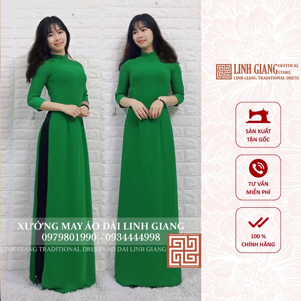 ÁO DÀI XANH LÁ LỤA NHẬT 2 TÀ – 4 TÀ_LINH GIANG