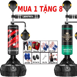 Trụ đấm bốc liên hoàn 360 độ FREESHIP trụ đấm bốc phản xạ trục xoay 360 độ dùng cho dân chuyên, tặng 8 món phụ kiện